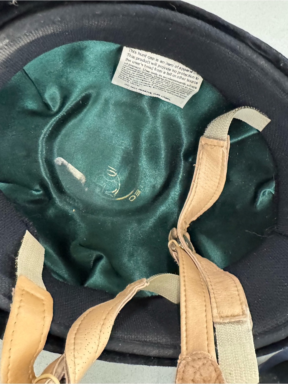 Black Equestrian Hunt Cap with Navy Carry Case - Picture 3 of 4